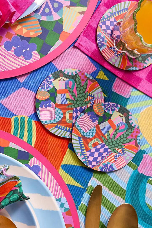 Image of Kitchen & Dining. Productname: Bon Appetite Coaster Set 4 in Print colour by brand - Gorman