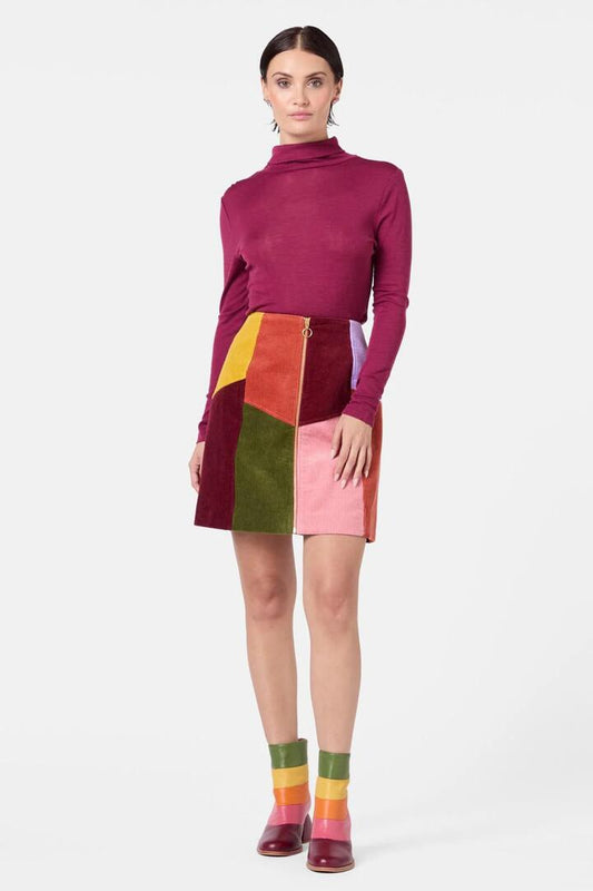 Image of a model wearing Skirts. Productname: Retro Spliced Cord Skirt in Multi colour by brand - Gorman