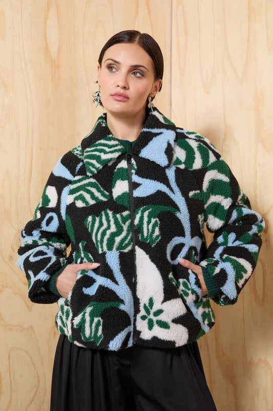 Image of a model wearing Outerwear. Productname: The Vines Sherpa Jacket in Print colour by brand - Gorman