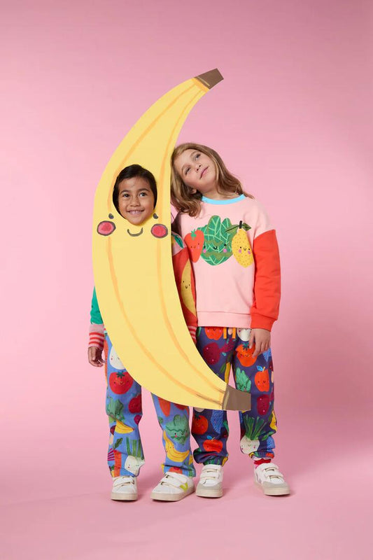 Image of a model wearing Outerwear. Productname: Veggies Splice Kids Sweater in Multi colour by brand - Gorman
