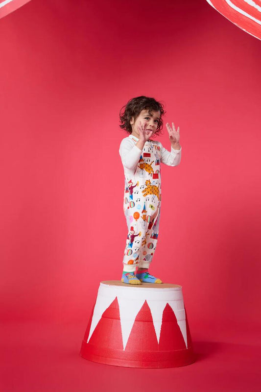 Image of a model wearing Pants. Productname: Showtime Baby Overall in Cream colour by brand - Gorman