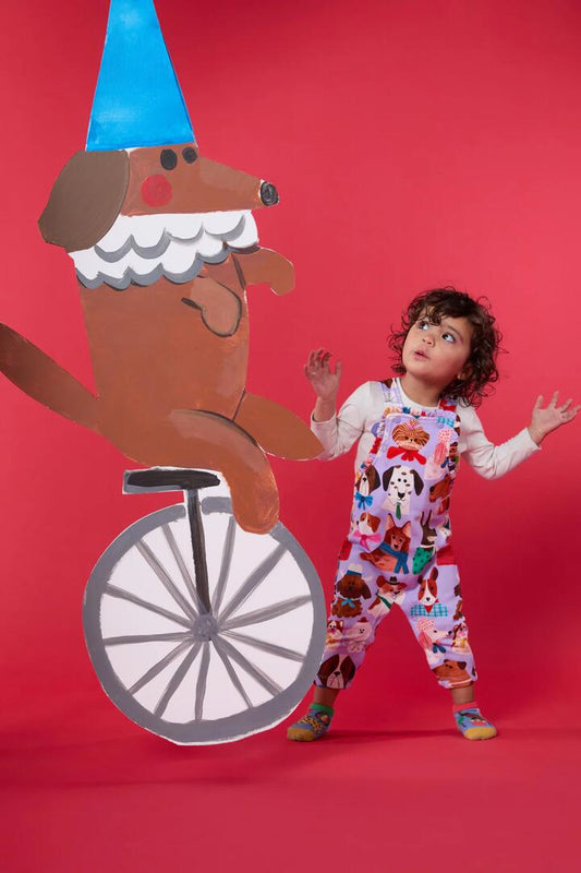 Image of a model wearing Pants. Productname: Puppys Baby Overall in Lilac colour by brand - Gorman