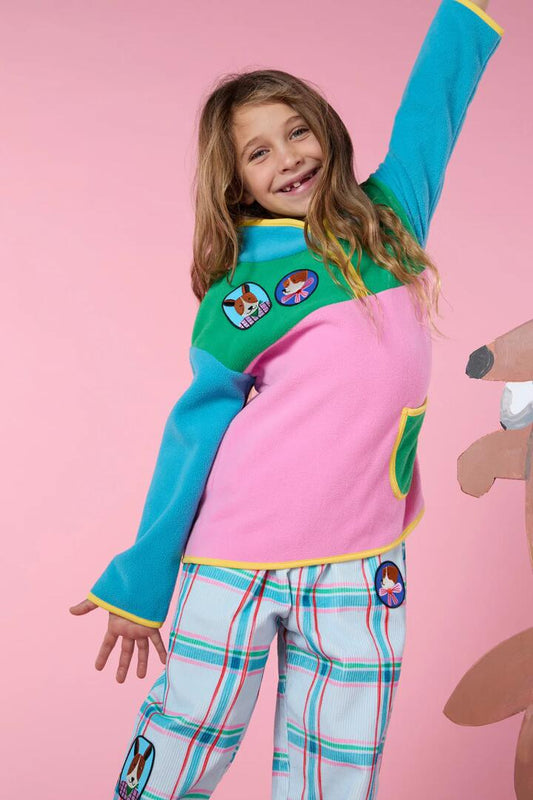 Image of a model wearing Outerwear. Productname: Doggies Kids Fleece Top in Multi colour by brand - Gorman