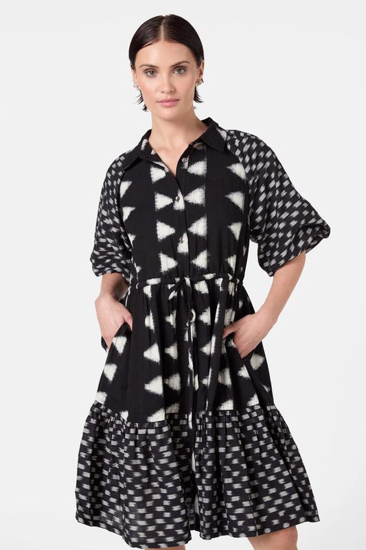 Image of Dresses. Productname: Ilana Ikat Smock Dress in Black colour by brand - Gorman