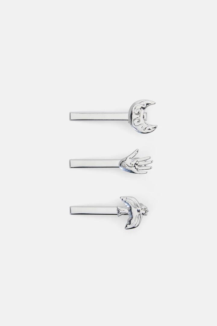 Image of Hair Accessories. Product name - Lost And Found Clip Set/3 in Silver colour by brand - Gorman