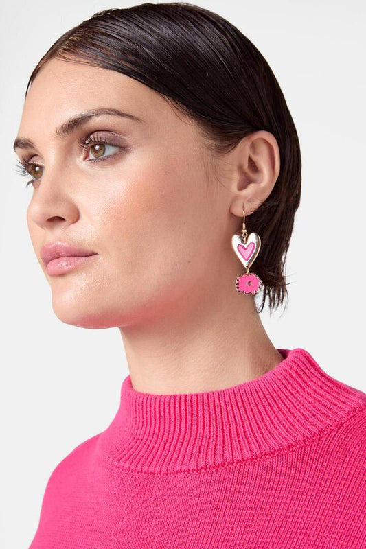 Image of Earrings. Productname: Folk Flower Earring in Pink colour by brand - Gorman