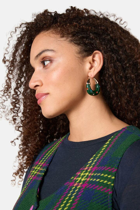 Image of Earrings. Productname: Green Hoop Earring in Multi colour by brand - Gorman