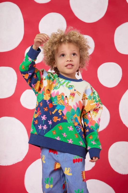 Image of a model wearing Outerwear. Productname: Garden Kids Sweater in Multi colour by brand - Gorman