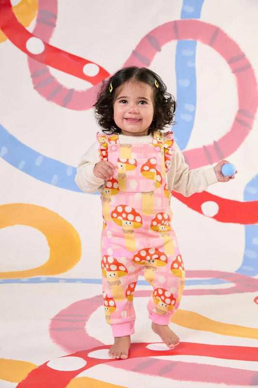 Image of a model wearing Pants. Productname: Toadstool Baby Overalls in Pink colour by brand - Gorman
