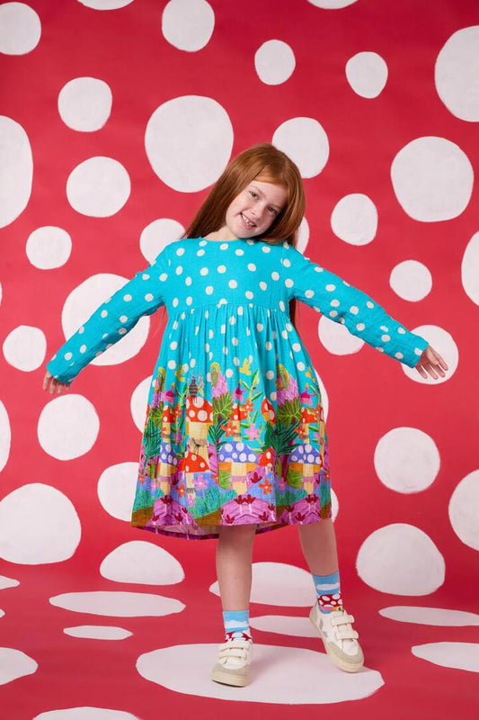 Image of Dresses. Productname: Toadstool Spot Kids Dress in Teal colour by brand - Gorman