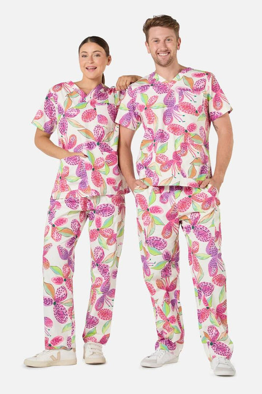 Image of a model wearing Uniforms & Workwear. Productname: Hot House Scrub Set in Pink colour by brand - Gorman