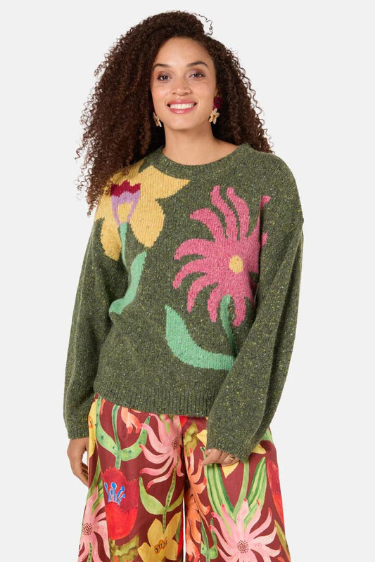 Image of a model wearing Outerwear. Productname: Rosie's Posies Jumper in Multi colour by brand - Gorman