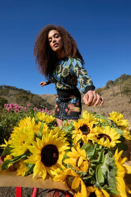 Image of a model wearing Outerwear. Productname: Sun Song Jumper in Multi colour by brand - Gorman