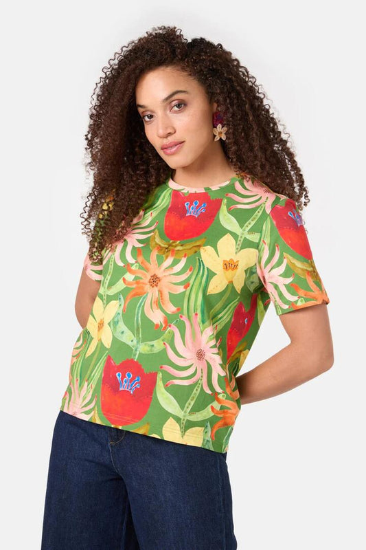 Image of a model wearing Tops. Productname: Rosie's Posies Classic Tee in Print colour by brand - Gorman