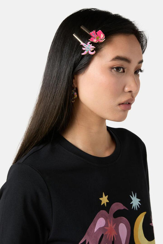 Image of Hair Accessories. Productname: Desert Garden Hair Clip Set x2 in Multi colour by brand - Gorman