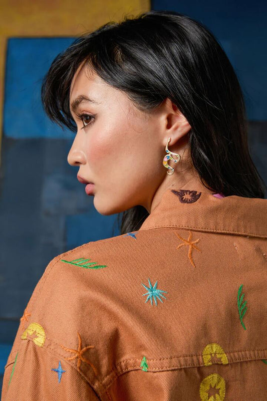Image of Earrings. Productname: Desert Garden Snake Earring in Multi colour by brand - Gorman