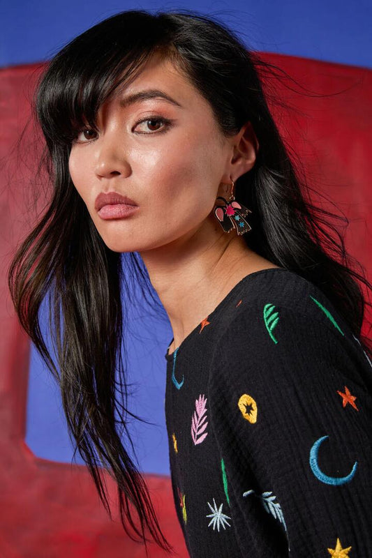 Image of Earrings. Productname: Desert Garden Bird Earring in Multi colour by brand - Gorman