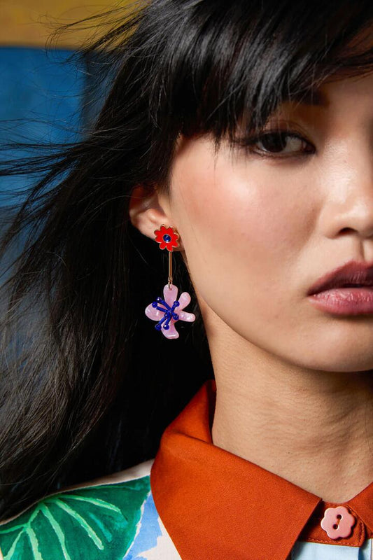 Image of Earrings. Productname: Windowsill Double Flower Earring in Multi colour by brand - Gorman