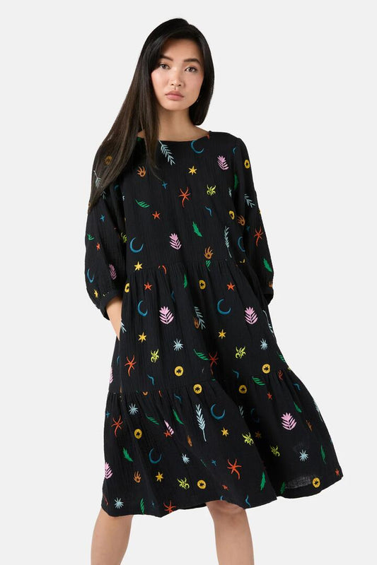 Image of Dresses. Productname: Desert Garden Smock Dress in Black colour by brand - Gorman