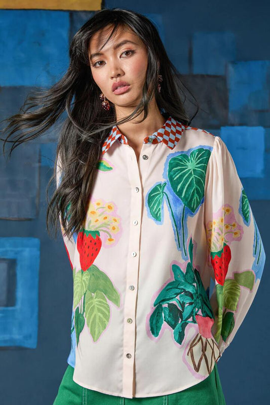 Image of a model wearing Tops. Productname: Windowsill Placement Shirt in Print colour by brand - Gorman