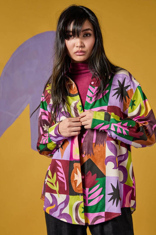 Image of a model wearing Tops. Productname: Rubix Rodeo Shirt in Print colour by brand - Gorman