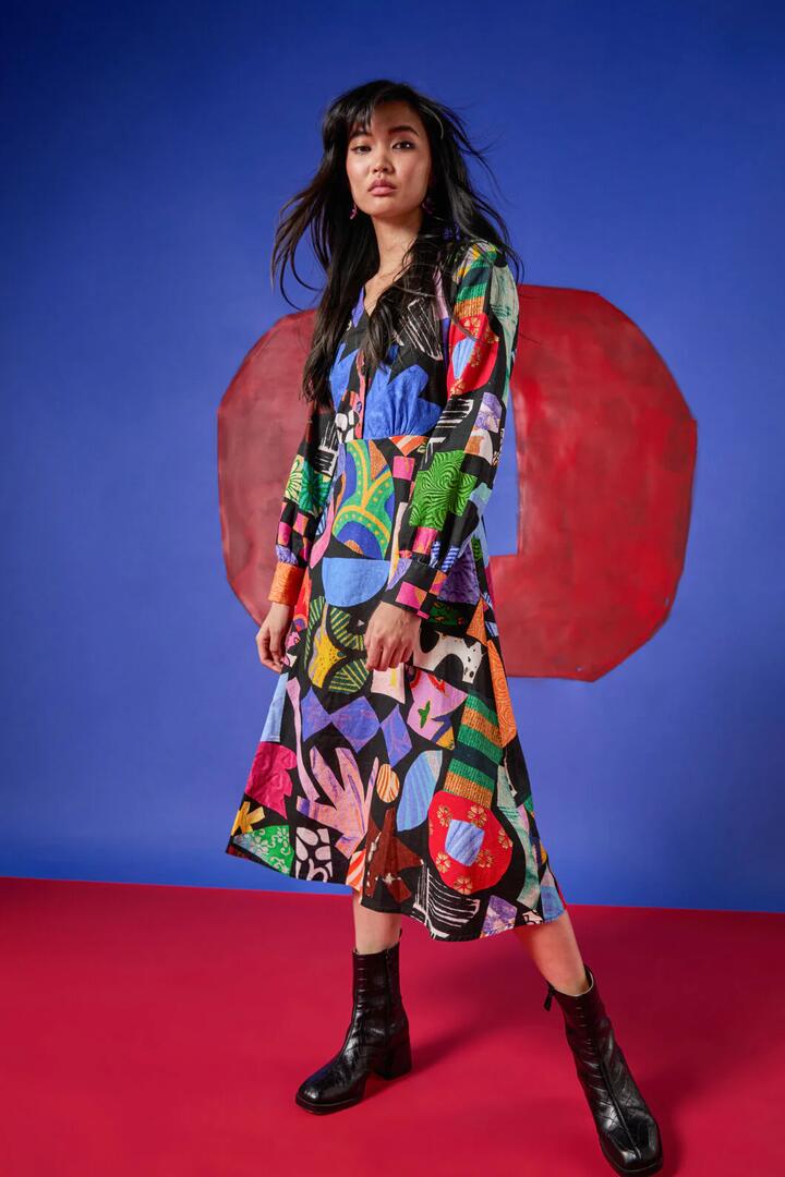 Image of Dresses. Product name - Crafternoon V-Neck Dress in Print colour by brand - Gorman