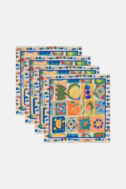 Image of Kitchen & Dining. Productname: Mediterranean Napkin Set 4 in Print colour by brand - Gorman
