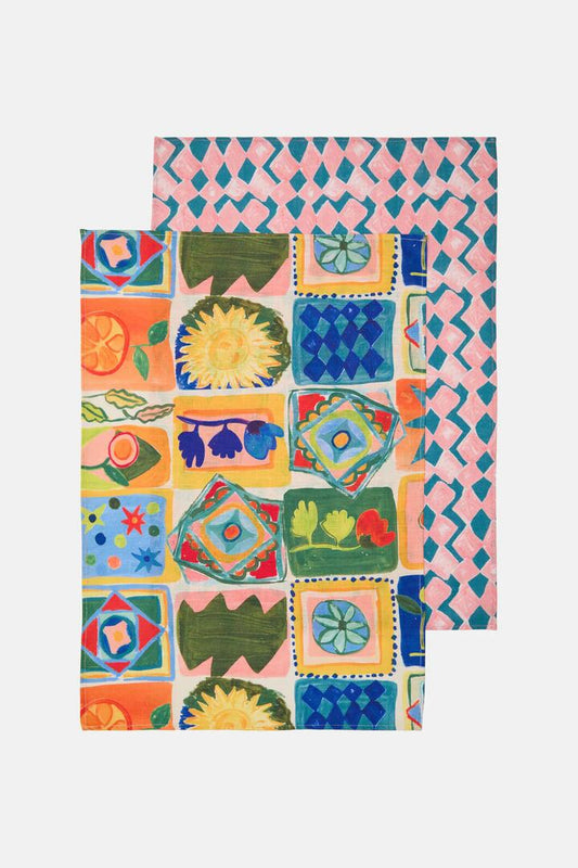 Image of Kitchen & Dining. Productname: Mediterranean Tea Towel Set in Print colour by brand - Gorman