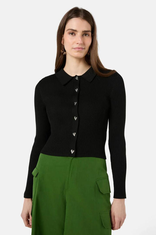 Image of a model wearing Outerwear. Productname: Poppy Cardigan in Green colour by brand - Gorman