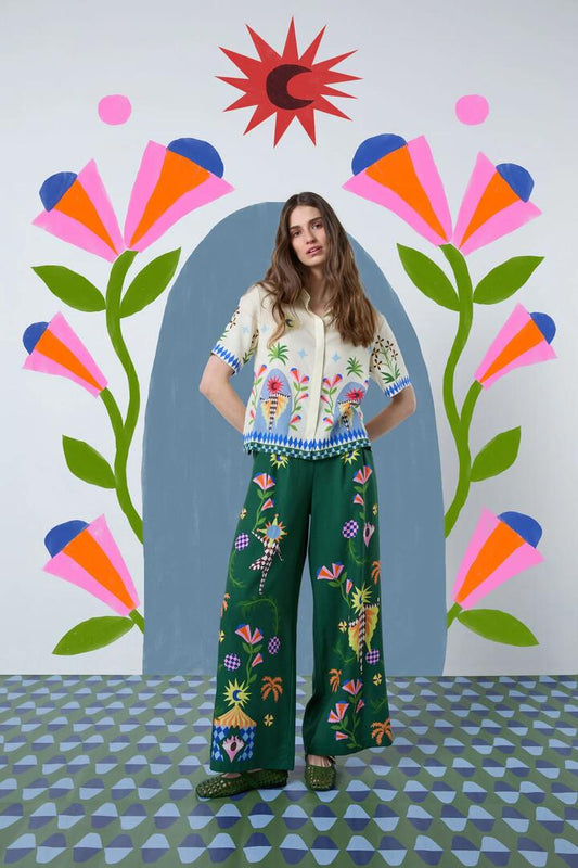 Image of a model wearing Tops. Productname: Luna Cirque Placement Shirt in Print colour by brand - Gorman