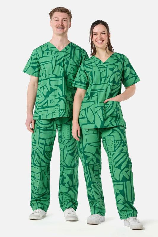 Image of a model wearing Uniforms & Workwear. Productname: Maze Scrub Set in Green colour by brand - Gorman