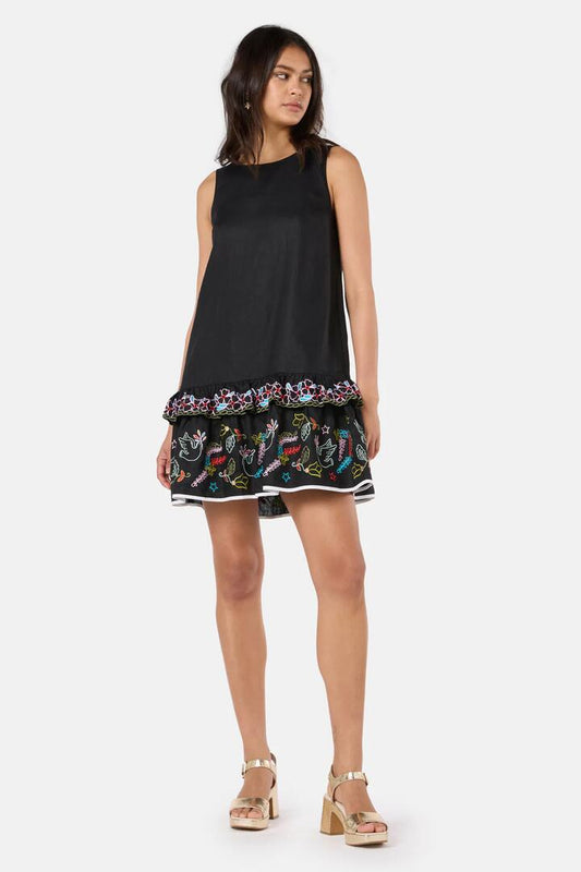 Image of Dresses. Productname: Fortune Embroidered Dress in Black colour by brand - Gorman