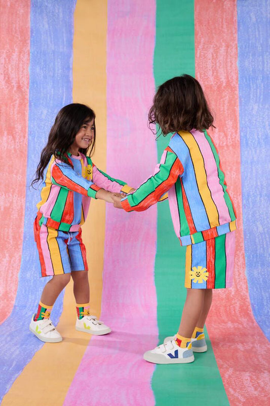 Image of a model wearing Shorts. Productname: Colour In Kids Short in Stripe colour by brand - Gorman