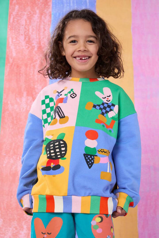 Image of a model wearing Outerwear. Productname: Splice Mate Kids Sweater in Multi colour by brand - Gorman