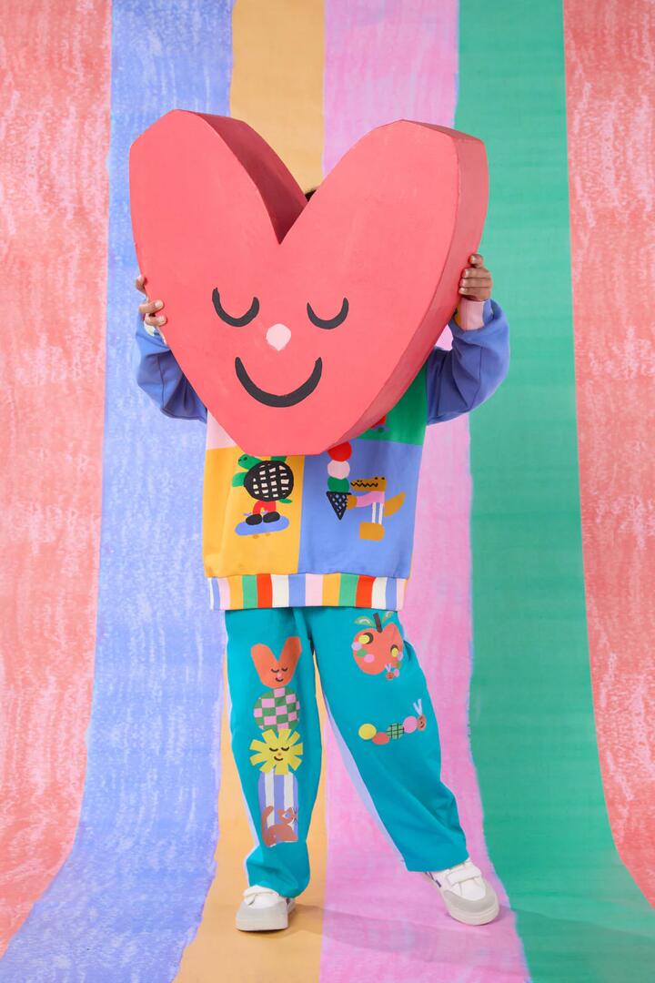 Image of a model wearing Pants. Productname: Stack Up Kids Pant in Multi colour by brand - Gorman