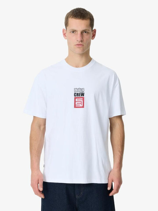 Image of a model wearing Shorts. Productname: S-Double Crew Short Sleeve Tee in WHITE colour by brand - S-Double