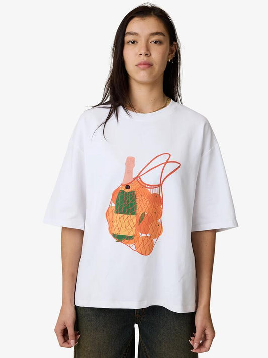 Image of a model wearing Tops. Productname: SNDYS Mai Tai T-Shirt in Orange colour by brand - SNDYS