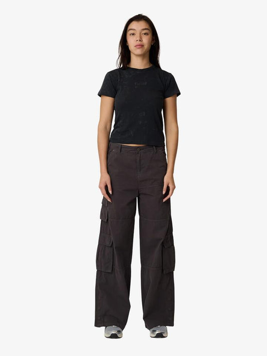 Image of a model wearing Pants. Productname: Worship No Doubt Cargo Pant in Black colour by brand - Worship