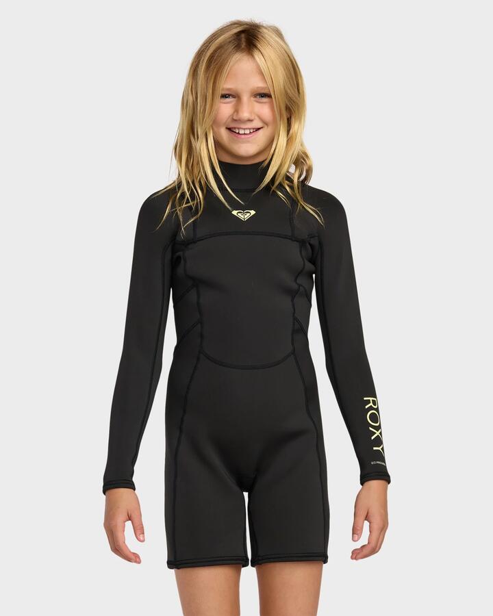 Image of a model wearing Tops. Product name - Roxy Girls 2-16 2/2Mm Prologue+ Long Sleeve Springsuit Black in Black colour by brand - Roxy