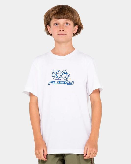 Image of T-Shirts. Product name - Rusty Boys 6-14 Double Or Nothing T-Shirt White in White colour by brand - Rusty