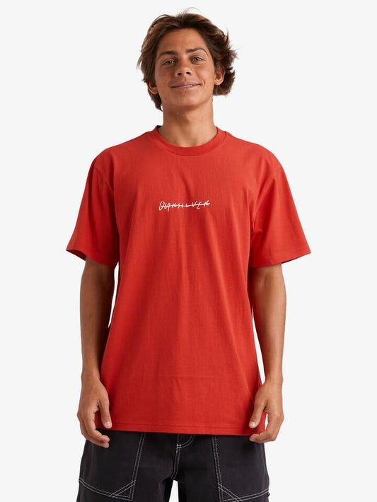 Image of T-Shirts. Productname: Quiksilver Mens Rushed Logo T-Shirt Salsa - in Salsa colour by brand - Quiksilver