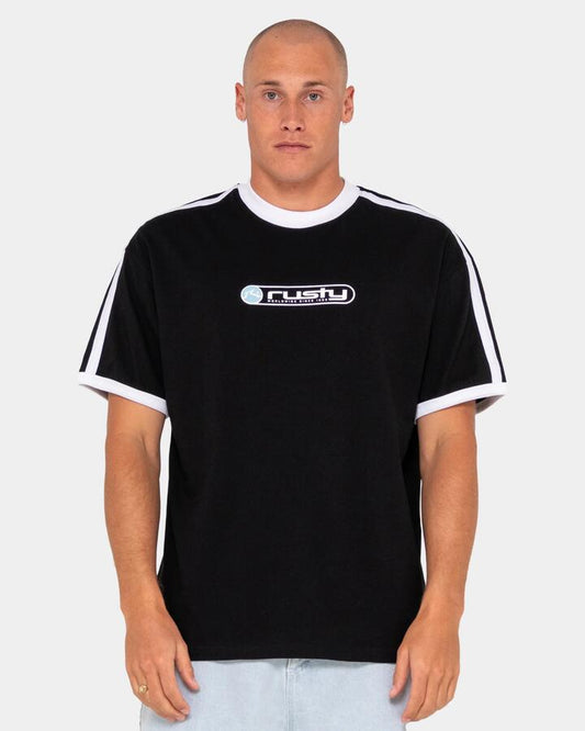 Image of T-Shirts. Productname: Rusty Mens Poppa T-Shirt Black - in Black colour by brand - Rusty