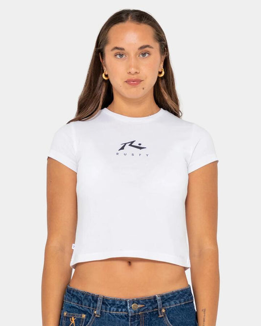 Image of T-Shirts. Product name - Rusty Womens Rusty Essentials Relaxed T-Shirt White in White colour by brand - Rusty