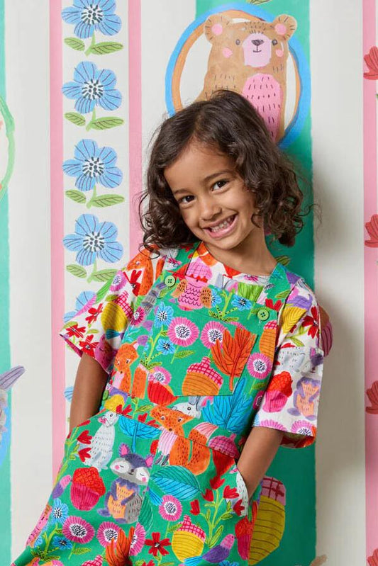 Image of a model wearing Tops. Productname: Woodland Kids SS Tee in Cream colour by brand - Princess Highway Kids