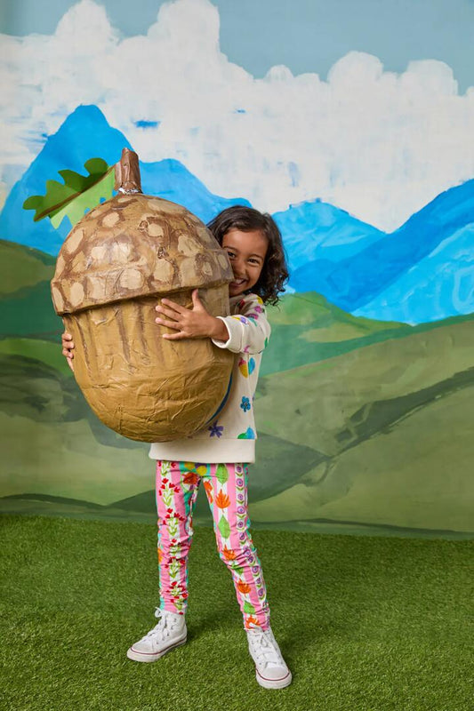 Image of a model wearing Pants. Productname: Woodland Stripe Kids Legging in Multi colour by brand - Princess Highway Kids