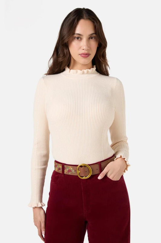 Image of Accessories. Productname: Floral Embroidered Belt in Tan colour by brand - Princess Highway
