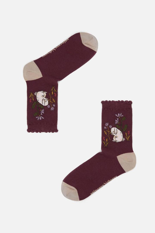 Image of Socks. Productname: Coco Rabbit Sock in Burgundy colour by brand - Princess Highway