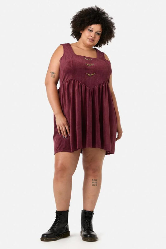 Image of Others. Productname: Curve Unified Cord Pinny in Maroon colour by brand - Black Friday