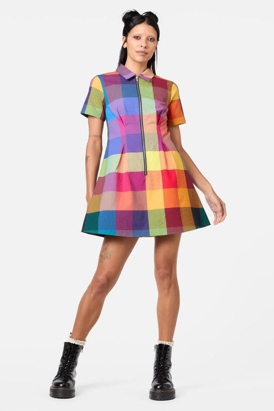 Image of a model wearing Dress. Productname: Snuggle Dress in Multi colour by brand - Dangerfield