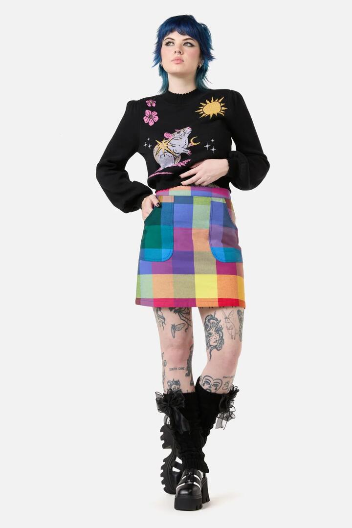 Image of a model wearing Skirts. Productname: Snuggle Skirt in Multi colour by brand - Dangerfield